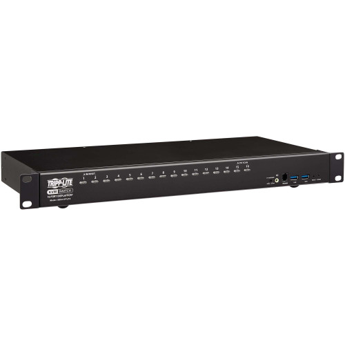 Tripp Lite 16-Port DisplayPort/USB KVM Switch with Audio/Video and USB Peripheral Sharing 4K 60 Hz 1U Rack-Mount