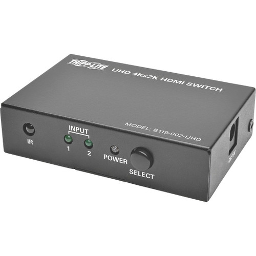 Tripp Lite 2-Port HDMI Switch with Remote Control 4K @ 60 Hz 4:4:4 HDR 3D HDCP 2.2 EDID
