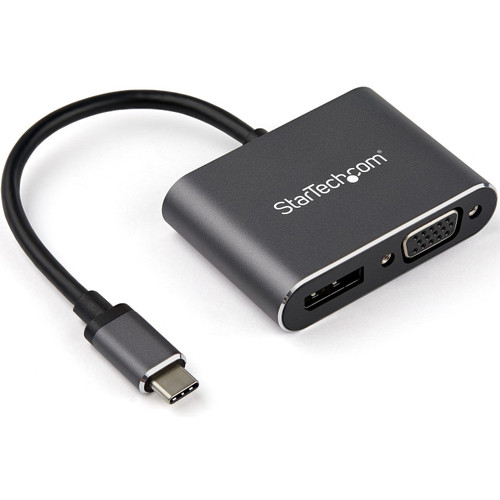 StarTech CDP2DPVGA USB C Multiport Video Adapter - USB-C to 4K 60Hz DisplayPort 1.2 HBR2 HDR or 1080p VGA Monitor Adapter - USB Type-C 2-in-1