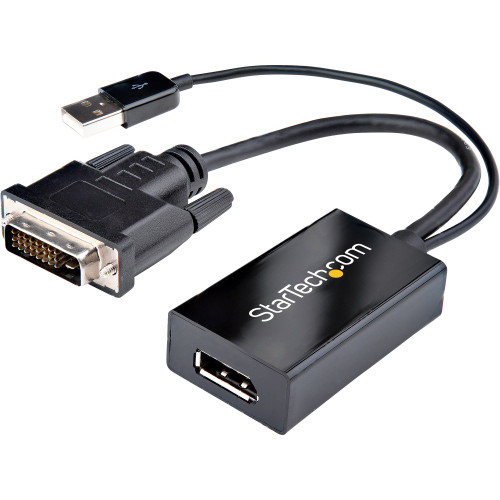 StarTech DVI2DP2 DVI to DisplayPort Adapter with USB Power - DVI-D to DP Video Adapter - DVI to DisplayPort Converter - 1920 x 1200