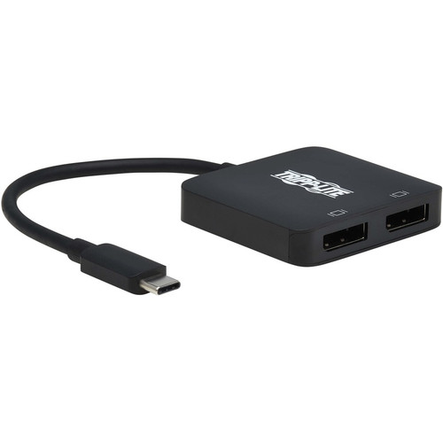 Tripp Lite U444-2DP-MST4K6 USB-C Adapter Dual Display 4K 60 Hz DisplayPort 8K HDR 4:4:4 HDCP 2.2 DP 1.4 Alt Mode Black