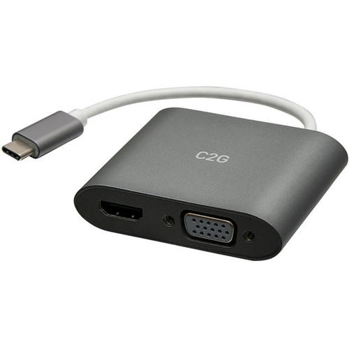 C2G C2G29831 USB C to HDMI & VGA Dual Monitor Adapter - 4K 30Hz - White