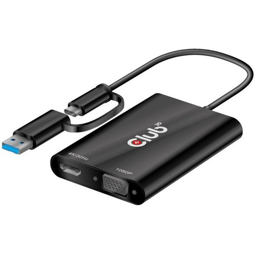 Club 3D CSV-1611 USB Gen1 Type-C/-A to Dual HDMI (4K/30Hz) / VGA (1080/60Hz)