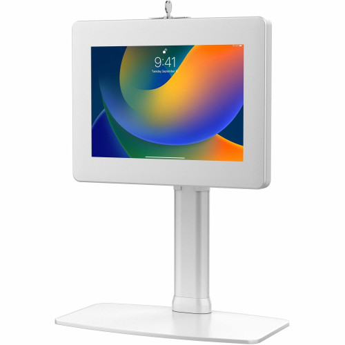 CTA Digital Adjustable VESA Compatible Desk Mount with Universal Security Enclosure (White)