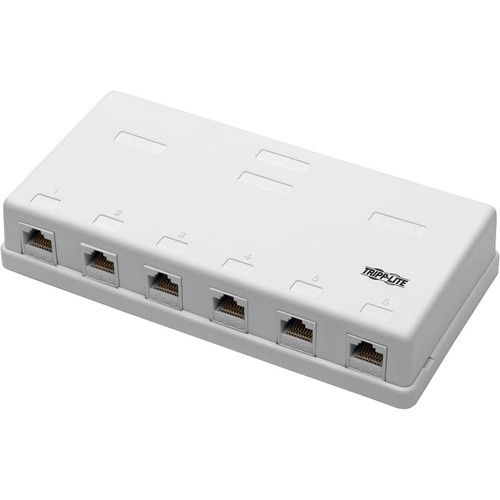 Tripp Lite Pre-Configured Unshielded Cat6 6-Port Surface-Mount Box 110 IDC RJ45 White