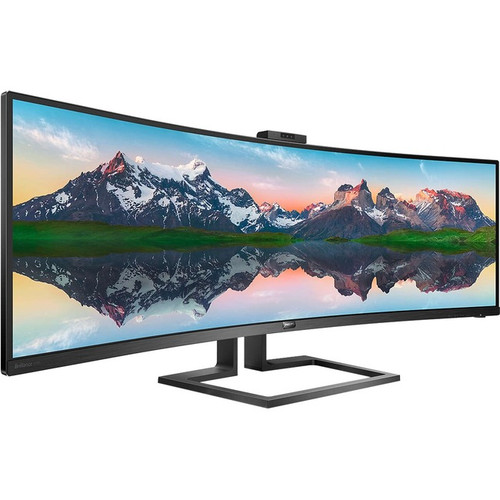 Philips Brilliance 499P9H Webcam Dual Quad HD (DQHD) Curved Screen LCD Monitor - 48.8"