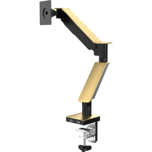CTA Digital Gas Spring Monitor Arm with 2 USB Ports (Gold)