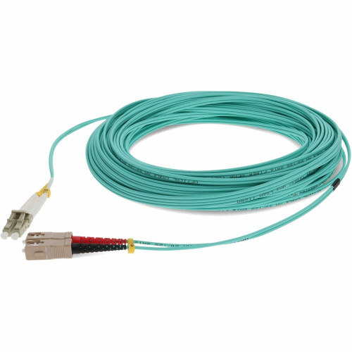 AddOn 12m LC (Male) to SC (Male) Aqua OM3 Duplex Fiber OFNR (Riser-Rated) Patch Cable