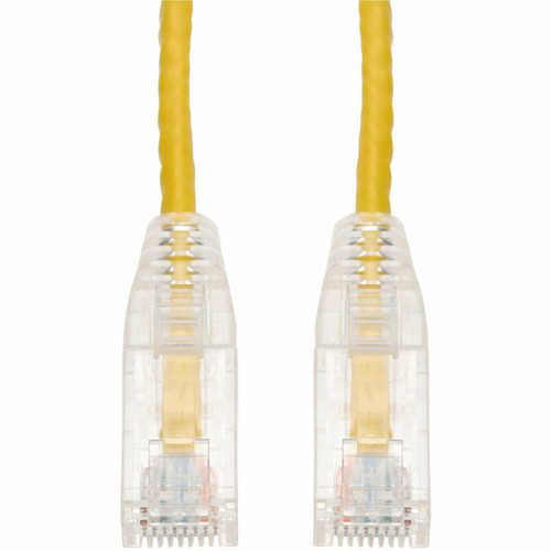 AddOn 100ft Yellow CAT 6A Slim PVC Ethernet Cable Snagless Clear-Claw RJ-45 M/M
