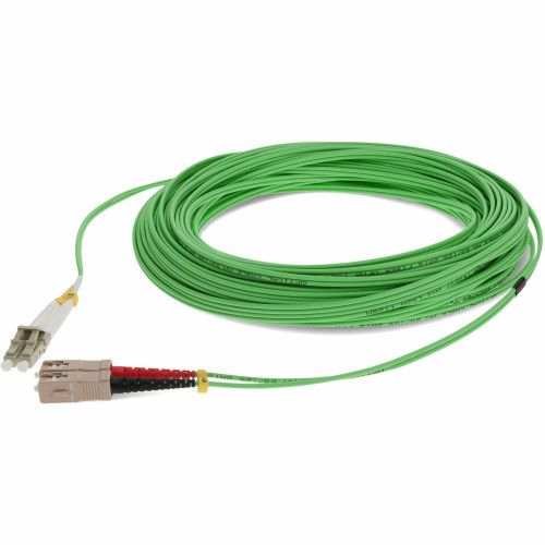 AddOn 15m SC (Male) to LC (Male) Green OM4 Duplex Fiber OFNR (Riser-Rated) Patch Cable