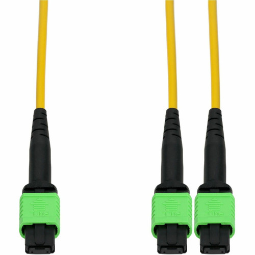 AddOn 7m AMPO-12 to 2xMPO Yellow OS2 OFNR (Riser-Rated) 12-Strand SMF Fiber Patch Cable