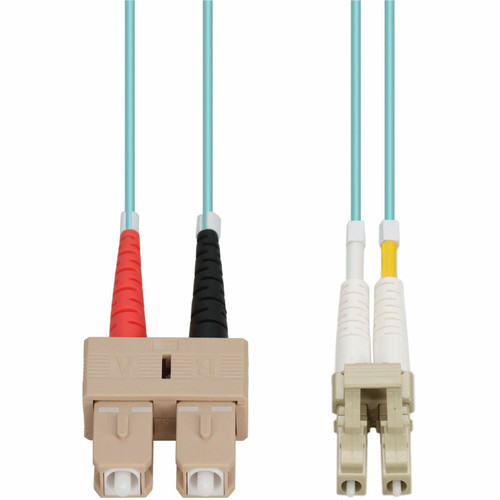 AddOn 8m SC to LC Aqua OM4 Duplex OFNR (Riser-Rated) TAA Fiber Patch Cable