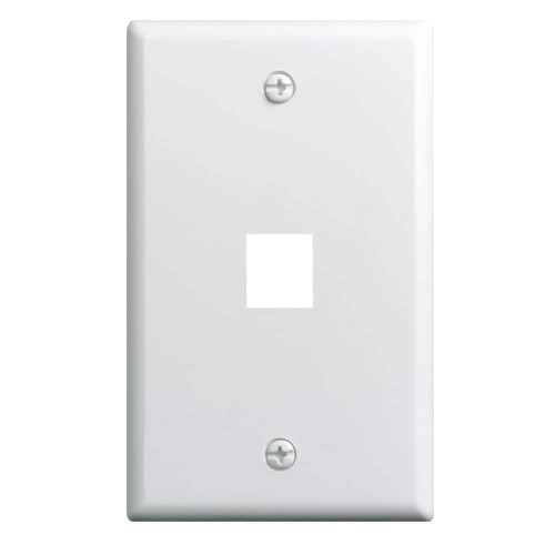 On-Q WP3401WH 1-Gang  1-Port Wall Plate - White - Single Bulk Plastic Keystone Strap - RJ45 Wall Plate