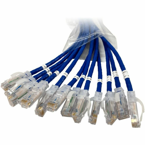 Ortronics EZ Patch Flat Pack Clarity CAT6 9FT - 12 Pack - Blue
