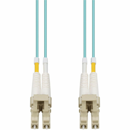 AddOn ADD-LC-LC-55M5OM4-TAA 55m LC to LC Aqua OM4 Duplex OFNR (Riser-Rated) TAA Fiber Patch Cable