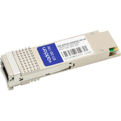 AddOn Palo Alto Networks PAN-QSFP28-100GBASE-SR4 Compatible TAA Compliant 100GBase-SR4 QSFP28 Transceiver (MMF, 850nm, 100m, MPO, DOM)