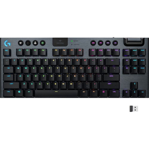 Logitech G915 TKL Tenkeyless Lightspeed Wireless RGB Mechanical Gaming Keyboard with Clicky Switches - Carbon