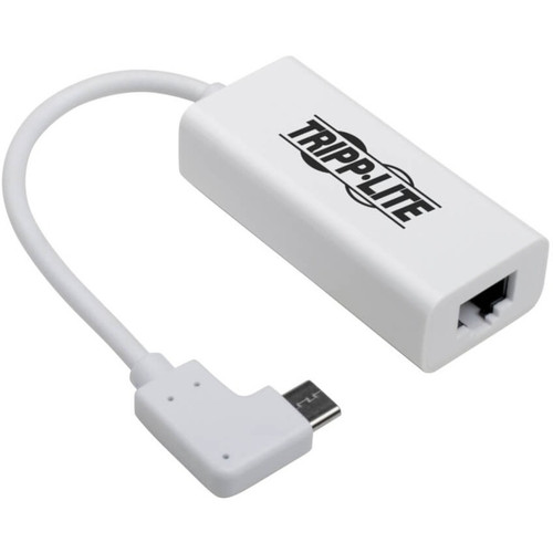 Tripp Lite USB-C to Gigabit Network Adapter with Right Angle USB-C Thunderbolt 3 Compatibility White
