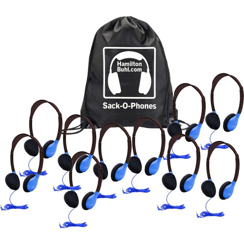 Hamilton Buhl Sack-O-Phones Personal Headphones - Blue - 10 Pack