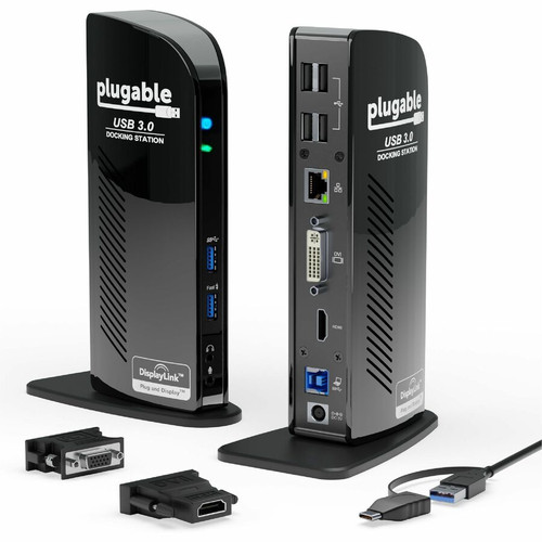 Plugable USB 3.0 Universal Laptop Docking Station Dual Monitor for Windows and Mac