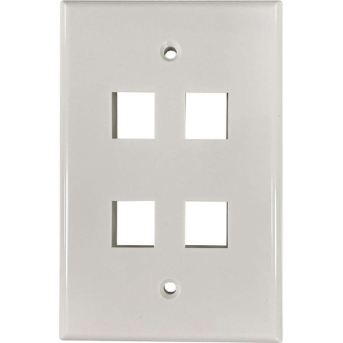 Tripp Lite Safe-IT 4-Port Single-Gang Keystone Wall Plate, Antibacterial, Ivory Gloss, TAA