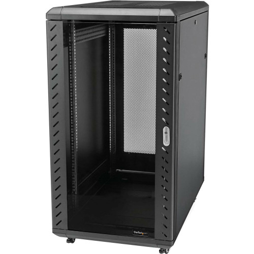 StarTech.com 4-Post 18U Server Rack Cabinet, 19" Data Rack Cabinet for Computer / IT Equipment, Home Network Rack, Half Height Server Rack