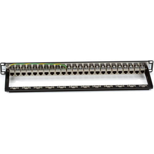 Black Box CAT6 Patch Panel - Feed-Through, 1U, Shielded, 24-Port