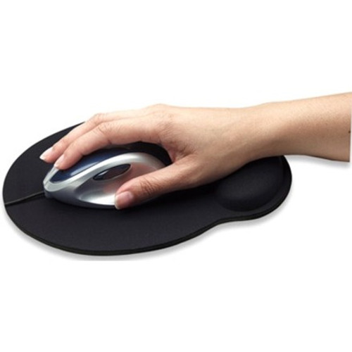 Manhattan Wrist Gel Support Pad and Mouse Mat, Black, 241 � 203 � 40 mm, non slip base, Lifetime Warranty, Card Retail Packaging