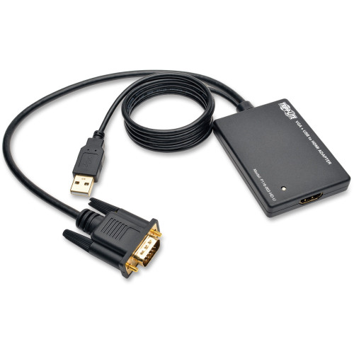 Tripp Lite VGA to HDMI Active Adapter Cable with Audio and USB Power (M/F) 1080p 6 in. (15.2 cm)