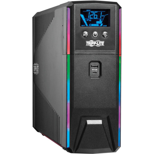 Tripp Lite UPS 1200VA 720W 120V Pure Sine Wave Gaming UPS Battery Backup - LCD, AVR, RGB LEDs, USB Charging, Power Saving