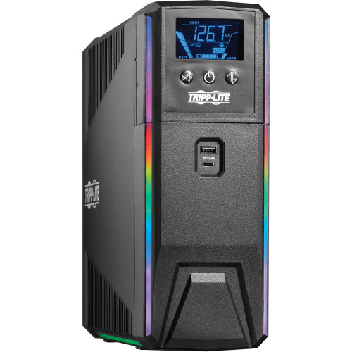 Tripp Lite UPS 600VA 360W 120V Pure Sine Wave Gaming UPS Battery Backup - LCD, AVR, RGB LEDs, USB Charging, Power Saving