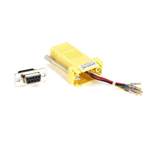 Black Box DB9 Female to RJ45F Modular Adapter Kit with Thumbscrews Yellow