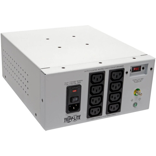 Tripp Lite Isolator Series Dual-Voltage 115/230V 1000W 60601-1 Medical-Grade Isolation Transformer C14 Inlet 8 C13 Outlets