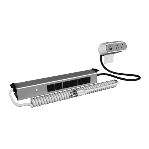 Wiremold Sit Stand Desk Power with 2 Surface Outlets and 6 Below Desk in White