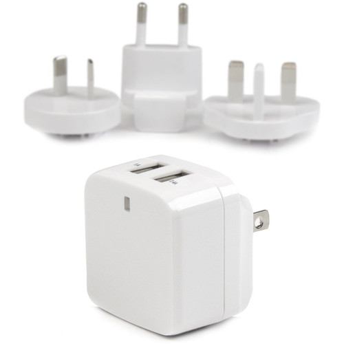 StarTech.com Travel USB Wall Charger &acirc;&euro;" 2 Port &acirc;&euro;" White &acirc;&euro;" Universal Travel Adapter &acirc;&euro;" International Power Adapter &acirc;&euro;" USB Charger