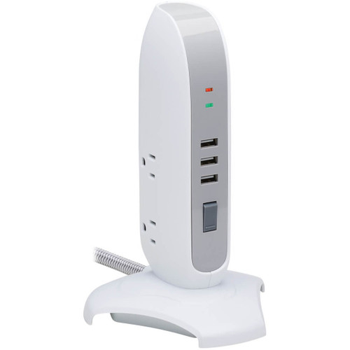 Tripp Lite 5-Outlet Surge Protector Tower 3x USB Ports (3.1A Shared) 6 ft. Cord 5-15P Plug 1200 Joules White