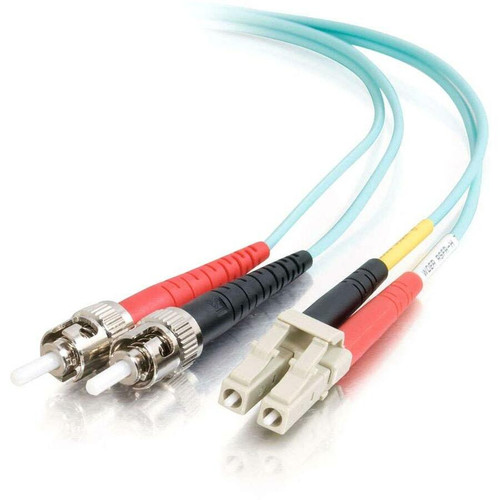 C2G 30m LC-ST 10Gb 50/125 OM3 Duplex Multimode PVC Fiber Optic Cable (USA-Made) - Aqua