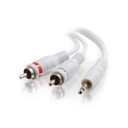 C2G 25ft One 3.5mm Stereo Male to Two RCA Stereo Male Audio Y-Cable - White - LIMITED AVAILABILITY