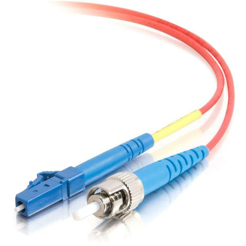 C2G-5m LC-ST 9/125 OS1 Simplex Singlemode Fiber Optic Cable (Plenum-Rated) - Red