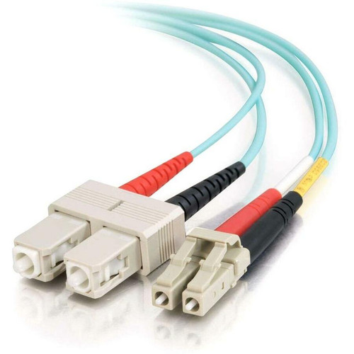 C2G 10m LC-SC 10Gb 50/125 OM3 Duplex Multimode PVC Fiber Optic Cable (USA-Made) - Aqua