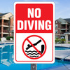 No Diving: 12" x 18" Heavy Duty Aluminum Sign