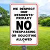 Residents Privacy: 12" x 18" Heavy Duty Aluminum Sign