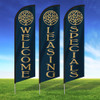 Golden Oak Tree (Navy) -  Double Sided Feather Flag