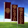 Golden Oak Tree (Maroon) - Double Sided 3x8 Vertical Outdoor Marketing Flag