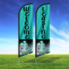 Teal Flowers - Double Sided Feather Flag Kit