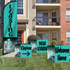 Teal Flowers - Double Sided Feather Flag and Yard Sign Marketing Bundle