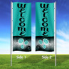 Teal Flowers- Double Sided 3x8 Vertical Wave Flag