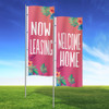 Pink Floral- Double Sided 3x8 Vertical Wave Flag