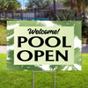 Pool Open Closed: 12"x18" Dual Message Yard Sign (Palm Green)