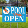 Pool Open Closed: 12"x18" Dual Message Yard Sign (Woman)